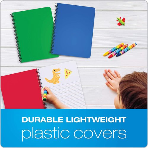 Oxford Primary Spiral Notebooks - Durable Writing & Drawing Journals for Kids | 80 Sheets, 3 Pack, Blue/Green/Red