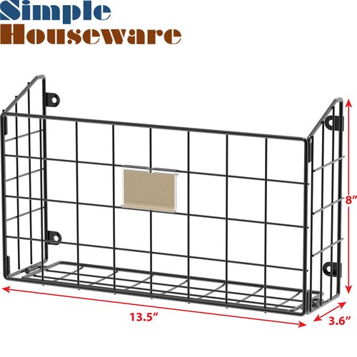 Simple Houseware Grid Single Pocket Wall Mount File Holder with Tag Slots, 3 Packs, Black