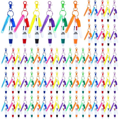 Yexiya 240 Pcs Nurse Pen Set Retractable Ball Pen 4 in 1 Multicolored Ballpoint Pens Mini Highlighters Permanent Marker Nursing Keychain Clip Nurse Pens for Badge for Hospital School Office Gift