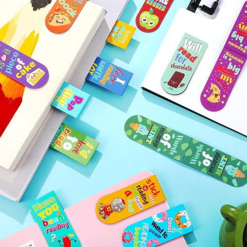 Skiennix 48-Pack Scented Bookmarks | Magnetic Scratch & Sniff Fruit Page Markers for Kids