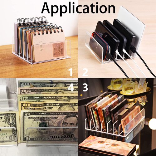 Skiennix Acrylic Mail Organizer - 6-Pack Desktop Sorter with 5 Slots | Clear Bill & Business Card Divider for Home & Office