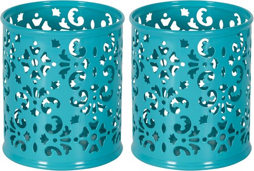 EasyPAG Pencil Holder - 2 Pack Metal Pen Organizer | Mesh Desk Cup for Home, Office, School - Blue