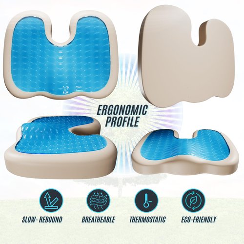 Stilform Ergonomic Seat Cushion Orthopedic Gel Memory Foam Cushion, Office Chair Cushion, Computer Chair Cushion, Oeko-TEX 100 Certified for Comfort and Posture