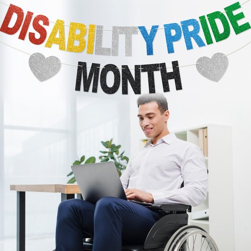 Disability Pride Month Banner - No DIY Glitter Disability Pride Month Decorations, July Disability Awareness Party Supplies