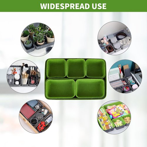 POTTIIS 8pcs Drawer Organizers, Separators, Storage Box,Felt Storage Bins Inserts Tool Containers Toy Basket Shelf Cubes Foldable Drawer Dividers Desk Organisers - Green&Grey