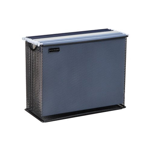 Mind Reader Vertical File Storage, Desktop Organizer, Hanging Files, Office, Metal Mesh, 12.25"L x 5.5"W x 10"H, Black