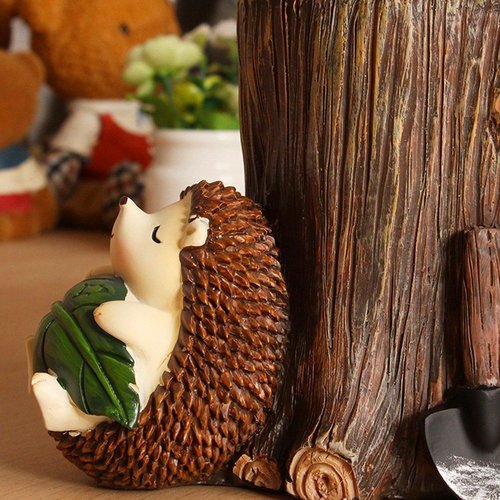 Yunpo Desk Pen Holder Cute Cartoon Little Hedgehog Resin Pen Holder Vase Pencil Pot Desktop Storage Case Office Desk Organizer