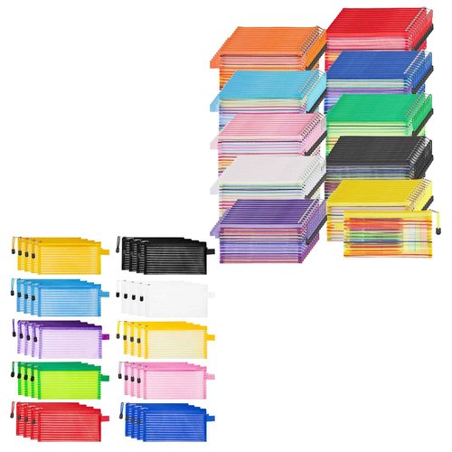JARLINK 40 Pack and 120 Pack 10 Colors Zipper Mesh Pouch, Multipurpose Travel Zipper Bags for Organizing