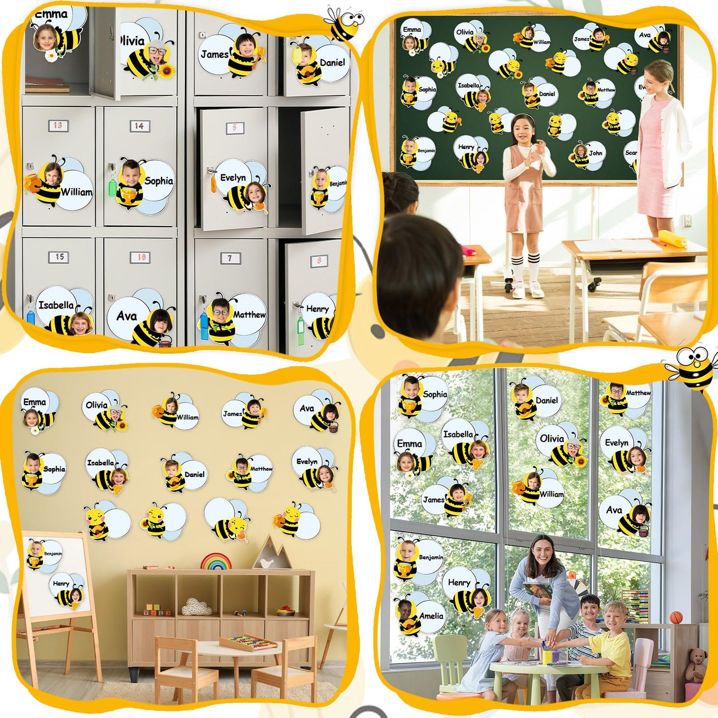 gisgfim 80Pcs Bee Cutouts Summer Honey Bee Decorations Bulletin Board Summer Honeybee Paper Cut-Outs Classroom Decor for Boy Girl DIY Craft Photo Wall Kindergarten Preschool Party Favor Supply