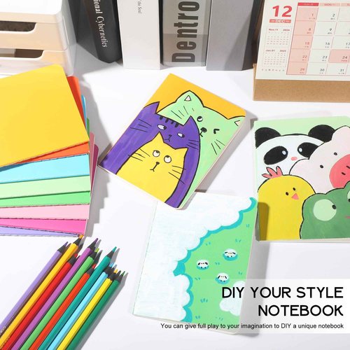 miikoul 100 Pack Small Colorful Blank Notebook Bulk,A6 Pocket Notepads Mini Journal Set for Student Traveler Office Back to School Supplies, 5.5" X 4", 30 Sheets/60 Pages,10 Colors