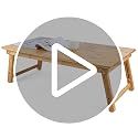 Nnewvante Large Foldable Bamboo Floor Desk - 33.5 x 17.7 inches, Adjustable Height