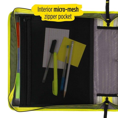 Five Star 2 Inch Zipper Binder Plus File Folders, Olive/Citrus (290360C)