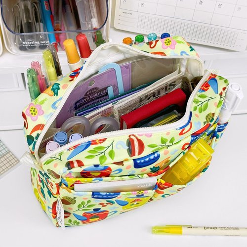 qianshan Multi-functional Portfolio Organizer, Waterproof Travel Pouch Zippered Case,Journal Supplies Storage Case for Notebooks, Make-up, Office Supplies.Yellow Teapot