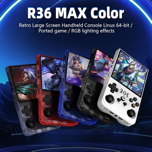 R36MAX Retro Handheld Game Console - 4.0 Inch IPS Screen, 64GB Memory | Portable Arcade Gift in Pearl White