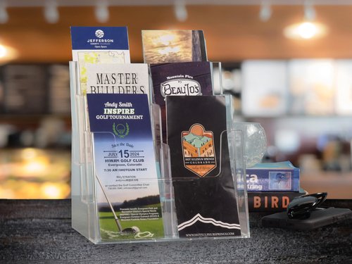 Dazzling Displays Clear Acrylic Brochure Holder, Fits 8.5 x 11 Inch Material, 3-Tier Multi-Pocket Brochure Display Stand for Business, Office, Trade Shows