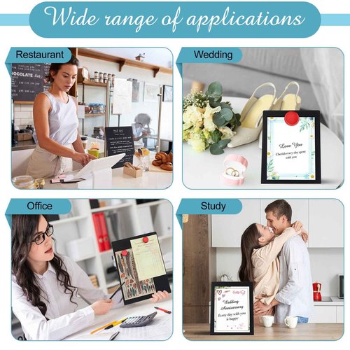 Fainne Magnetic Bulletin Board with Easel Stand Mini Black Magnet Metal Tabletop Memo Display Board for Back to School Menu Table Home Kitchen Office Supplies(11 x 17 Inches,2 Pcs)