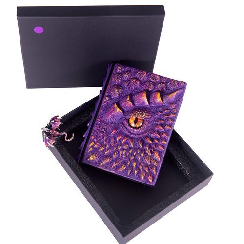 3D Dragon Eye Embossed Journal,Resin Engraving Notebook,Dnd notebook for Dragon Lovers ，Blank Paper,Hardcover Travel Notepad for Writing,Sketchbook,Collection,Gift,Decoration A4 and A5 Size (A5-Purple