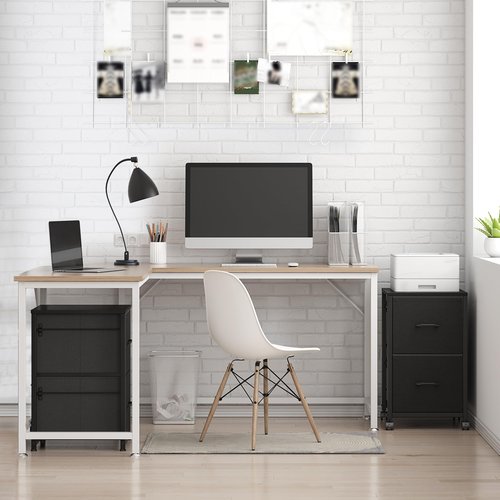 Raybee File Cabinet 2 Drawer Fabric Filing Cabinet Small Rolling Printer Stand Lateral Filing Cabinets Fits A4 Letter Legal Size for Home Office
