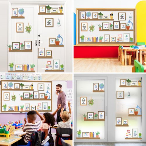 Bookshelf Bulletin Board Set for Classroom Decor - Back to School Plant Theme Library Inspirational Reading Poster Cutouts for School Library Office Chalkboard Wall Door Decor