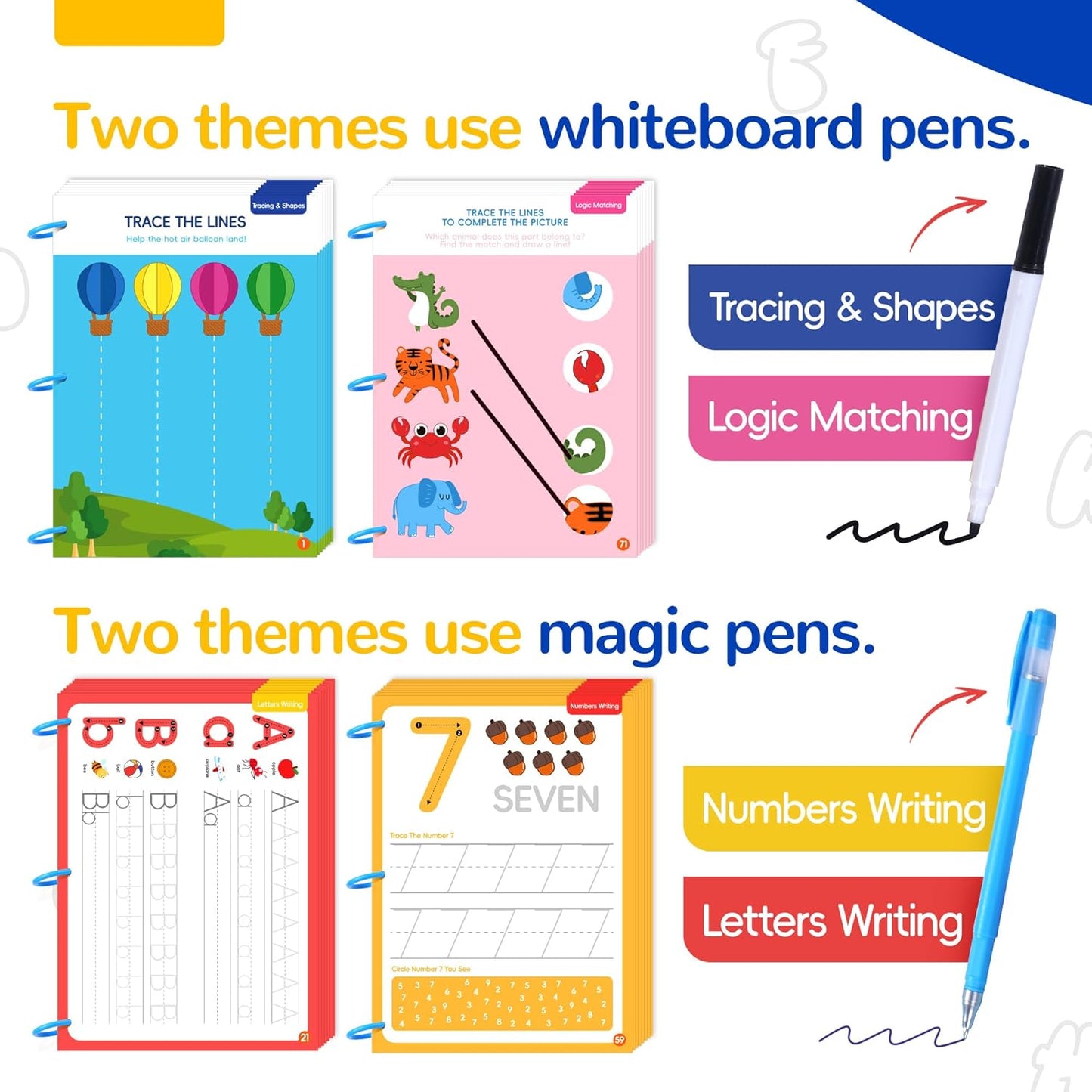 YPLUS Reusable Handwriting Practice Books for Kids 5-8 | Magic Writing Set - Ideal Montessori Learning Toy