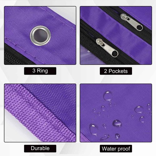 YoeeJob 36 Pack 1 Inch Expandable Zipper Pencil Pouches with Clear Window for 3 Ring Binder, Suitable for School & Office(Purple)