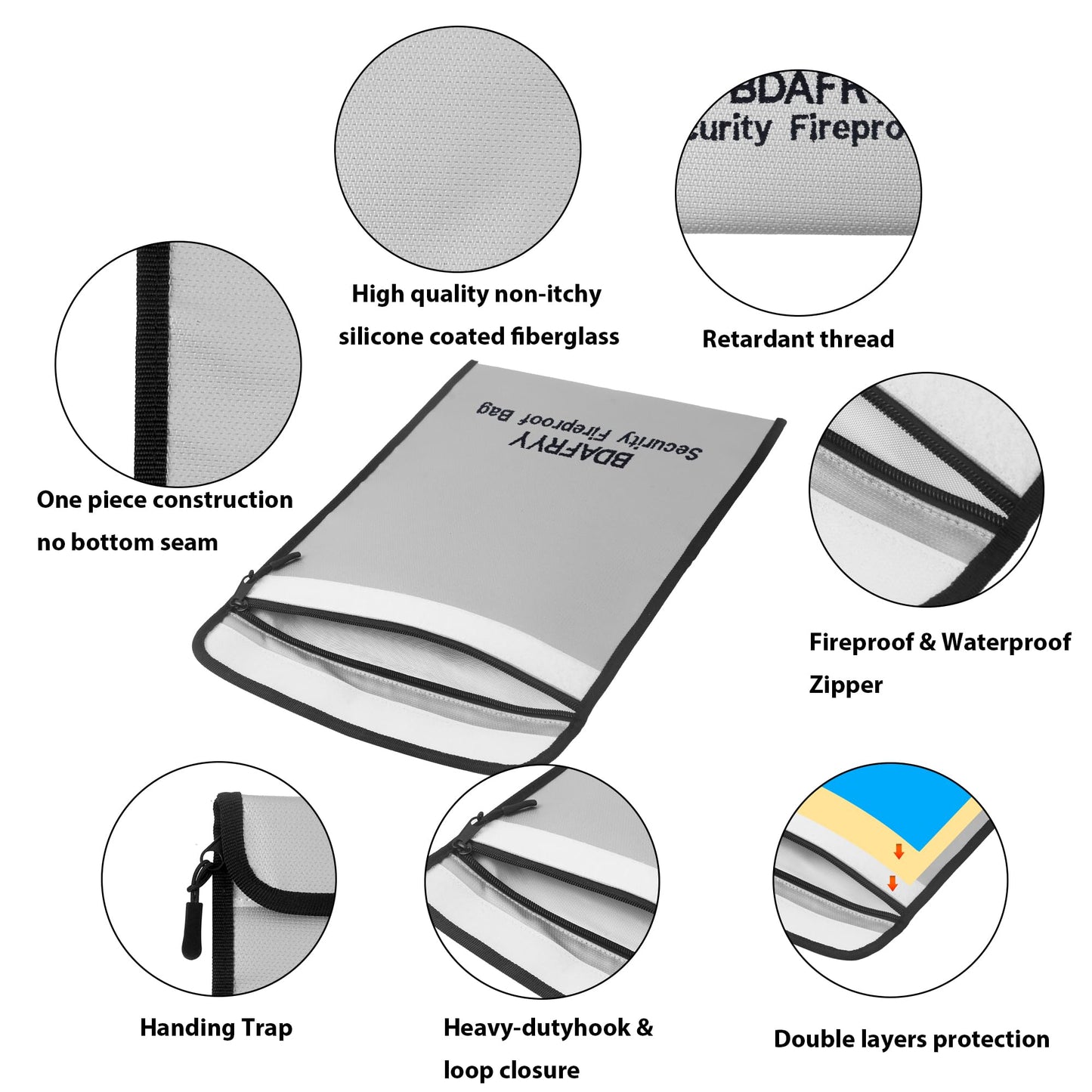 3 Pcs Fireproof Waterproof Money Important Document Bag(2000℉),Fire Proof Bag for Documents,Fire Proof Money Bag for Cash,for A4 A5 Documents Holder,Cash,Passport,Tablet,Laptop,File,Jewelry
