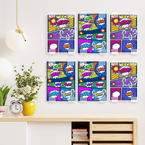 Chunful Comic Book Wall Display Shelves - 24 Pcs Clear Floating Frame Holders | Invisible Self-Adhesive Design