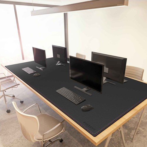 ZORESYN Office Desk Pad 70.9x39.4inch, Large Mouse pad Desk Mat, Waterproof PU Leather Desk Blotter Protector Desk Accessories with Non Slip Base for Home Office (Black)
