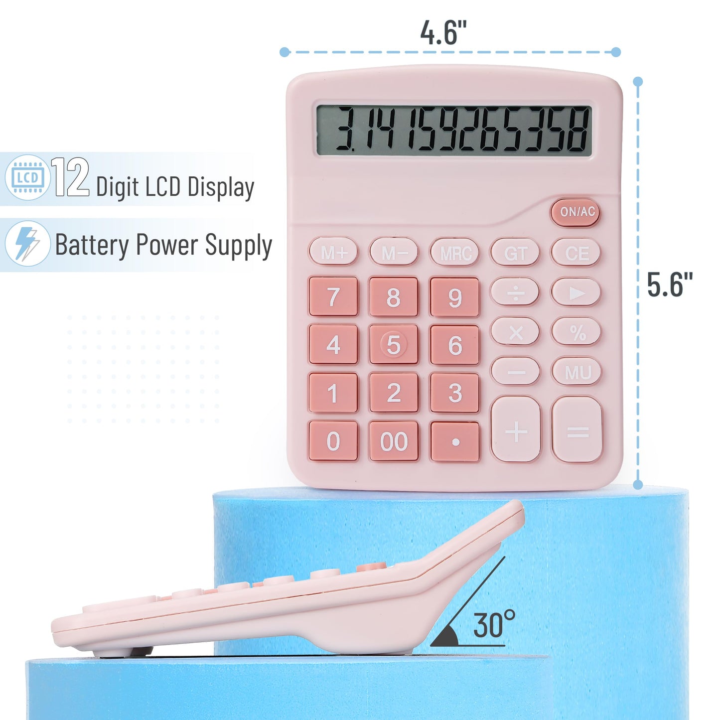 Mr. Pen- Calculator, Pink, Calculators Large Display