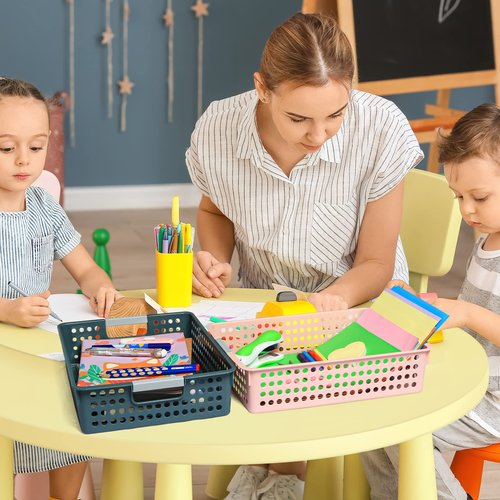 DLUCKY 4Pcs Classroom Organization and Storage Paper Tray Holds 4A Paper, Trays for Classroom Toy, Crayons, Handicrafts Storage, Also for Library, Drawers, Office, Kitchen, Bathroom(Yellow)