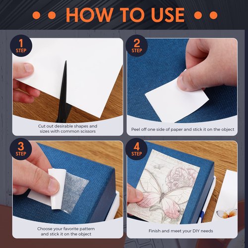Nezyo 200 Pcs Double Sided Adhesive Sheets White Double Sided Clear Sticky Strong Adhesive Tape Sheets for Craft with White Liner for Photo Album DIY Arts Handbook Making Home Decor, A4