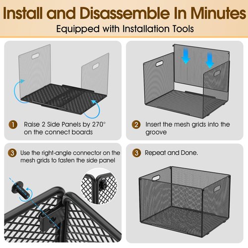 MaxGear Hanging File Organizer Box, Black Metal Mesh File Folder Storage Box for Letter/Legal Size, Office, School, Home - 15.2" x 12.2" x 9.84" - 3 Compartments - 6kg Max Weight