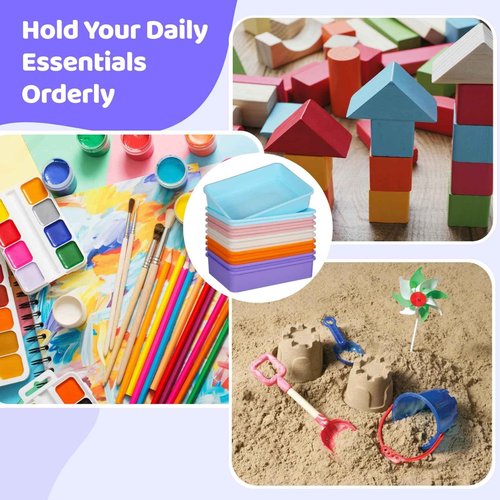 10 PCS Flat Storage Trays 12.4 x 8.5 x 2.8In - Daily Items Organizer Bins Tray for Classroom Art Activity Plastic Stackable Trays File Organizers for School Office Teacher Book Organization