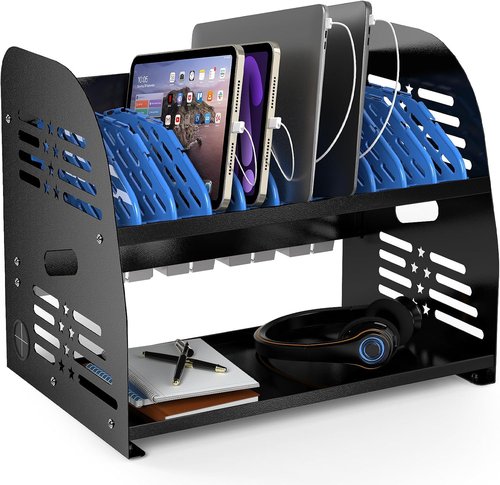 10-Device Charging Station by [Brand Name] - Open Charging Cabinet for Chromebooks & Laptops up to 14” | Perfect for Schools & Offices