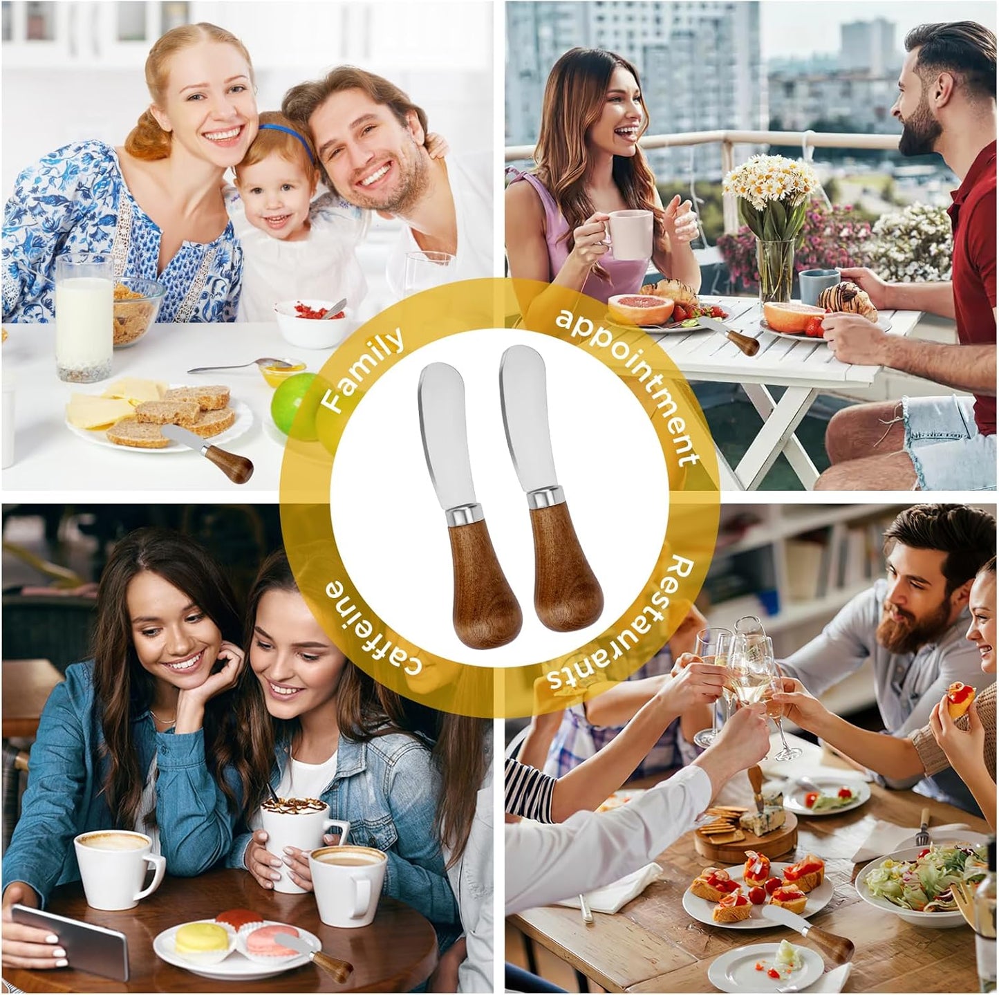 AOZBZ Butter Spreader Knife Set - 2 Stainless Steel Knives with Wooden Handles for Cheese & Spreads