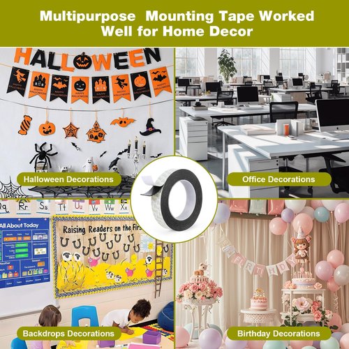 Double Sided Tape Heavy Duty, 1IN x 16.5FT Removeable Mounting Tape, No Damage Wall Tape Damage Free Picture Hanging Strips, Strong Adhesive Strips Foam Tape for Poster Art Craft Home Office Decor