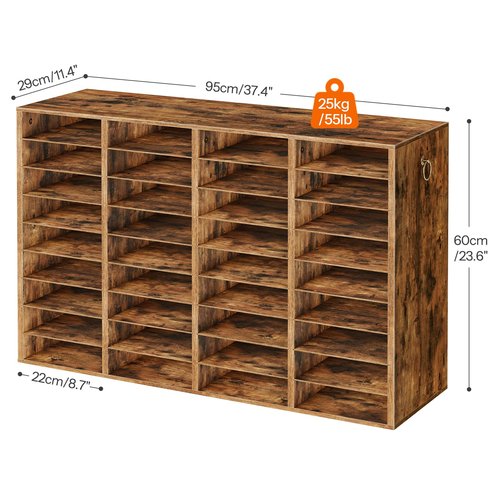 HOOBRO Wooden Literature Organizer, 36-Slot Mail Sorters, Removable Classroom Mailbox, Student Mailboxes for Classroom, Paper Storage Organizer, for Home, Office, Classroom, Rustic Brown FG36WF01