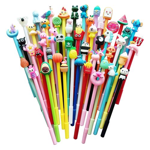 sencoo Cute Cartoon Erasable Black Gel Ink Pens Kawaii Pens for Birthday Present School Prize Students Gift Kids Pens Random Style (100 pens + 100 refill + 1 notebook)