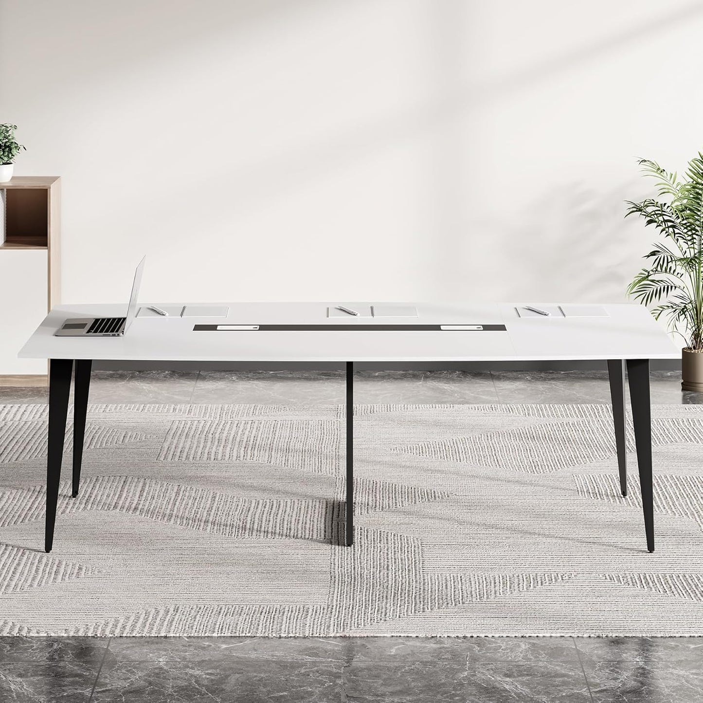 LITTLE TREE 6 FT Conference Room Table, 70.86L x 35.43W x 29.52H Inches Boat Shaped Meeting Seminar Boardroom Table