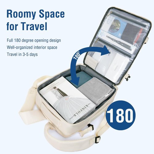 MOSISO Travel Backpack - 15-15.6 Inch Quilted Laptop Bag with USB Port & Packing Cubes | Beige
