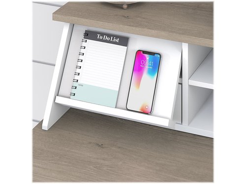 Bush Furniture Mayfield Desktop Organizer in Pure White and Shiplap Gray | Storage for Home Office Workspace