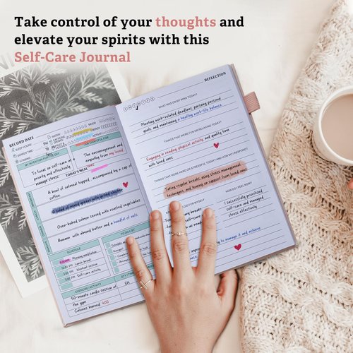 Mental Health Journal for Women and Men - Anxiety & Guided Journal with Mood & Habit Tracker - Take 5 Minuets Everyday - 91 Days Self Care Journal with Prompts, Pink