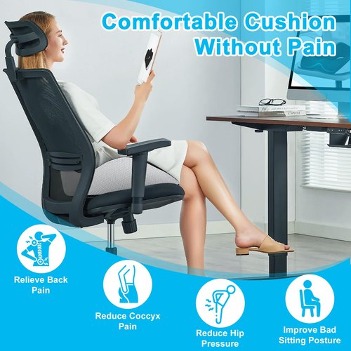 bofdea Ergonomic Memory Foam Seat Cushion for Office Chair, Tailbone & Sciatica Pain Relief Donut Pillow, Orthopedic Support for Car, Home, Desk Chair - Slow Rebound, Black
