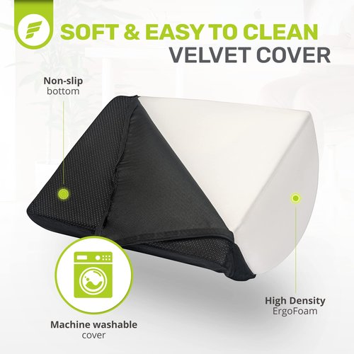 ErgoFoam Foot Rest for Under Desk at Work Adjustable - Chiropractor-Endorsed, High-Density Foam, Velvet (Black)