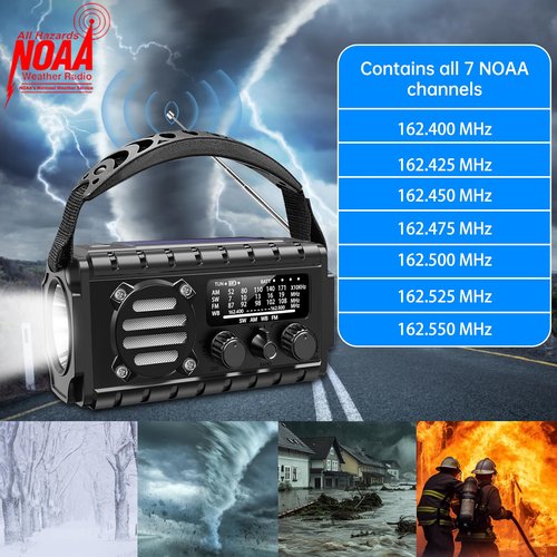 TFTDOUP Emergency Radio Hand Crank Solar, AM/FM/SW NOAA Weather Radio Built-in 20000mah Large Battery Powered,Type-C Charger,Flashlight, Reading Light,SOS, Compact & Portable for Camping/Emergencies