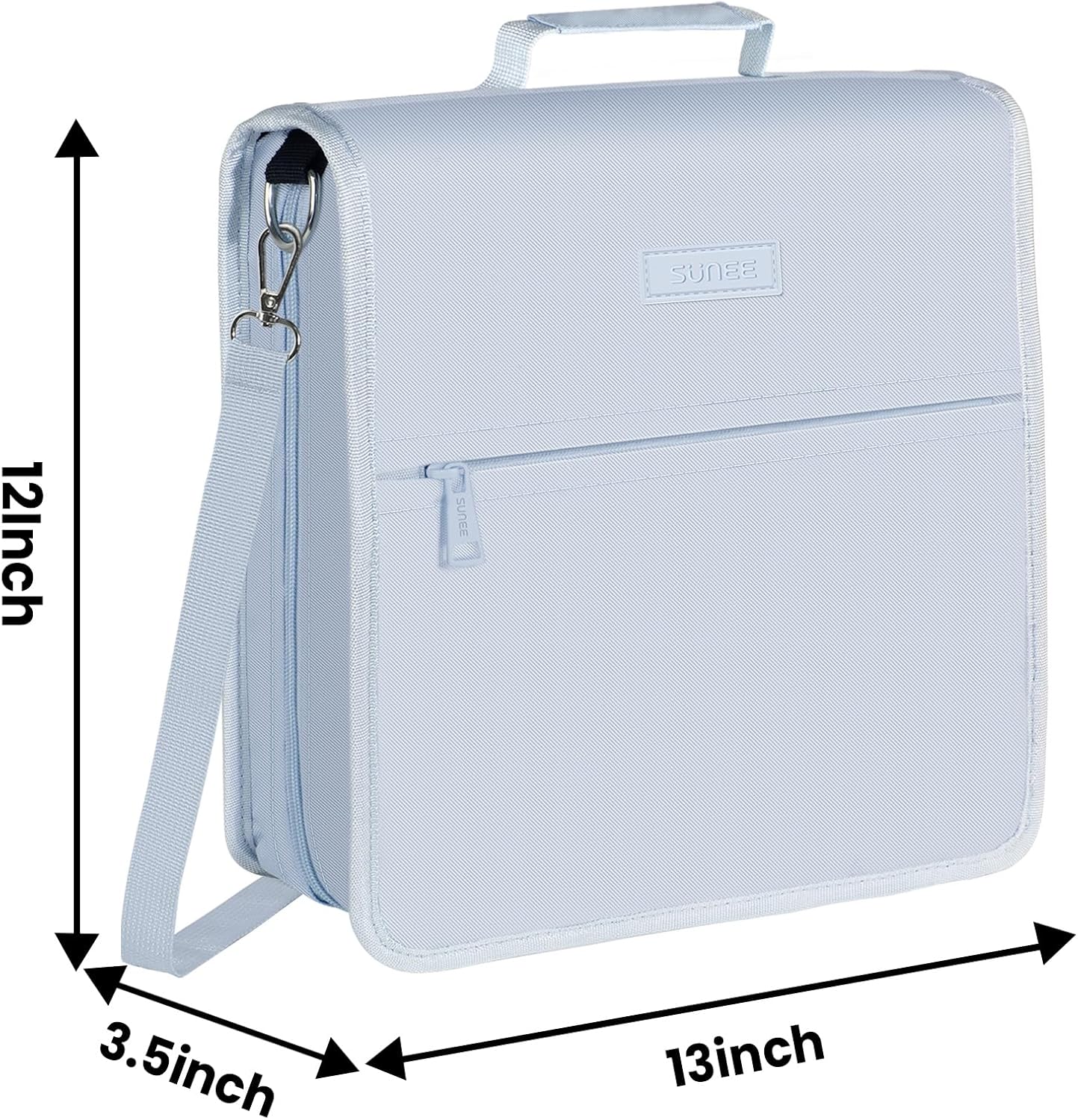 SUNEE Zipper Binder - 3 Inch O-Ring with Handle & Shoulder Strap | 600-Sheet Capacity, Dusk Blue