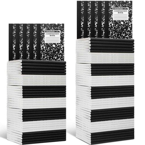 Resurhang 100 Pcs Mini Composition Notebook Bulk 100 Pages/50 Sheets Cute Pocket Composition Note Pad Small Marble Journal Notebooks College Ruled for Student Classroom Office Supplies(Black)