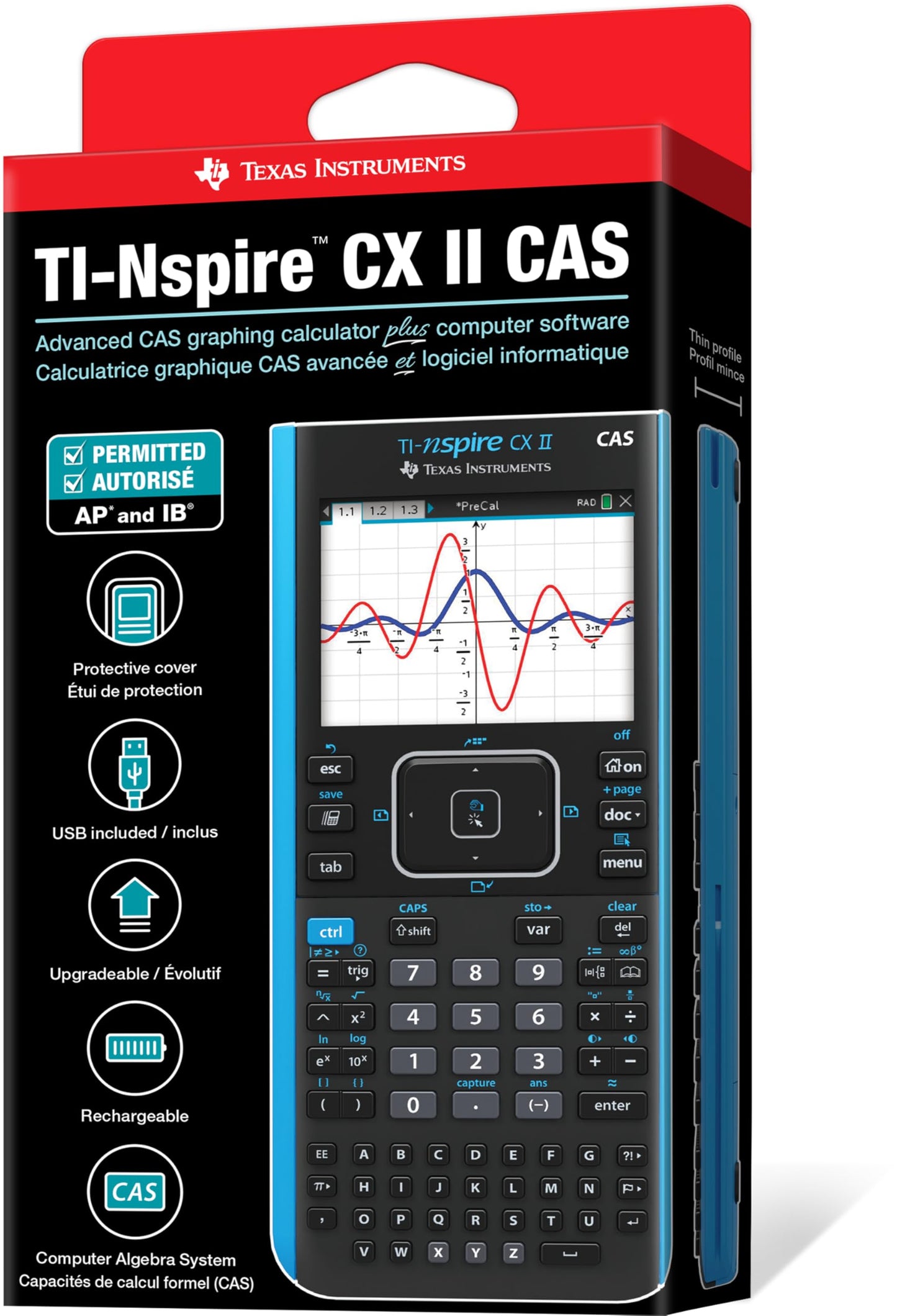 Texas Instruments TI-Nspire CX II CAS Color Graphing Calculator with Student Software (PC/Mac)