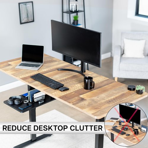 VIVO Adjustable Under Desk 16 x 12 inch Leg Shelf, Hidden Storage Tray for Small Accessories, Black, DESK-SF02LU