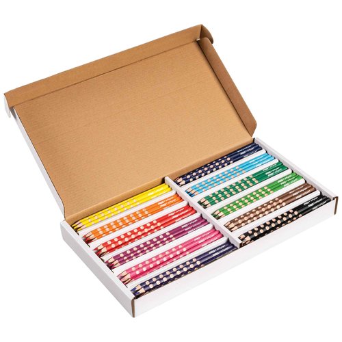 Prang Groove Triangular Colored Pencils, 3.3 mm, Assorted Colors, 144 Count